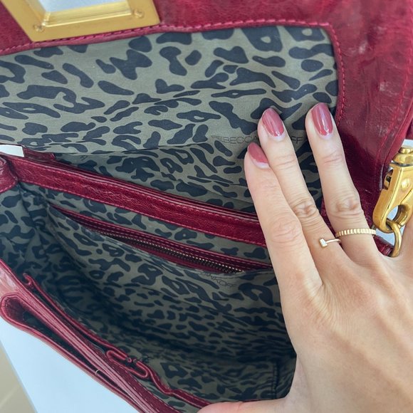 Rebecca Minkoff Briefcase Style Distressed Red Leather Shoulder or Handheld Bag - Picture 10 of 16